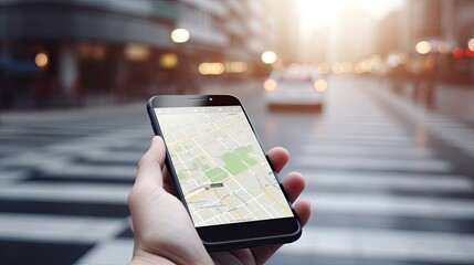 Poster - Smartphone with gps navigator Generative AI