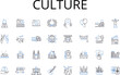 © michael broon - Culture line icons collection. Artistry, Customs, Tradition, Heritage, Society, Belief, Lifestyle vector and linear illustration. Ethos,Values,Philosophy outline signs set