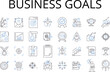 © michael broon - Business goals line icons collection. Financial targets, Corporate objectives, Entrepreneurial pursuits, Commercial ambitions, Trade intentions, Market priorities, Mtary aspirations vector and linear
