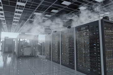 Poster - server rack in a center
