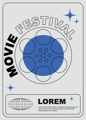 Wall Mural - Movie and film festival poster design template background with film reel