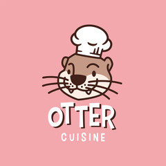 Sticker - Otter Chef Bakery Restaurant Kitchen Cartoon Mascot Character Logo Vector Icon Illustration