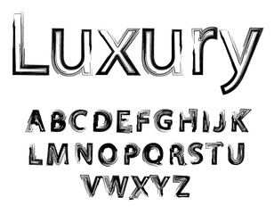 Fototapete - Ector the brush and elegant font glamour style. Font isolated on abstract background.