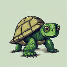 A Cartoon Turtle With A Green Shell Generative Ai
