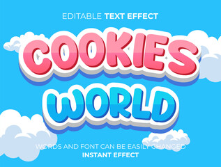 Wall Mural - cookies world text effect template