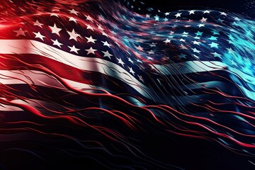 Wall Mural - Independence day abstract background with elements of the American flag in dark blue colors