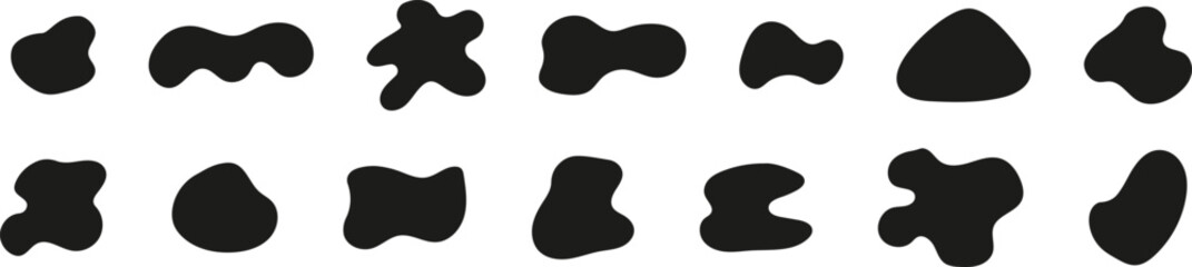 Abstract blotch shape. Random abstract liquid organic black irregular blotch shapes. Set of modern graphic elements. Liquid shape elements.Blob shape organic, vector illustration set. Collection from 