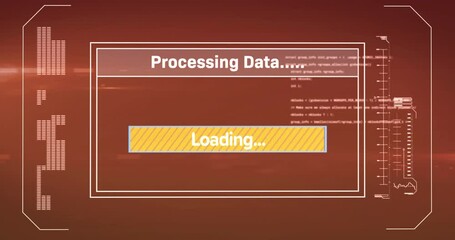 Poster - Animation of interface with data processing and light spot against red background