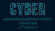 © Vector Tradition - Futuristic cyber tech font, modern type, neon typeface and alphabet. Digital latin alphabet numeral and special symbols, ABC vector letters and digits or computer motherboard traces font typeset