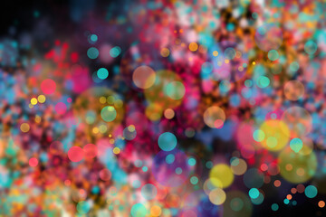 Wall Mural - abstract colorful bokeh background. defocused lights on black background