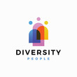 Diversity People Leader Team Work Colorful Overlap Overlapping Color Logo vector Icon Illustration