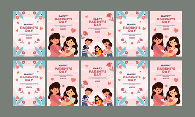 Wall Mural - happy parent day social media stories vector flat design