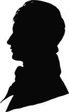 Male Silhouette In Antique European Costume Of The 18th-19th Century. A Graphic Elegant Portrait Of A Young Aristocrat, Cavalier For Design, Illustrations, Decoupage, Scrapbook, Prints