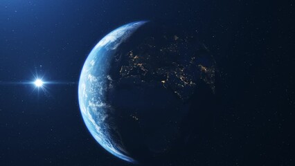 Wall Mural - travelling towards planet earth and europe from outer space