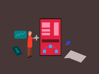 flat design mobile developer vector illustration