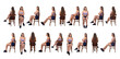 © curto - group of same young girl sitting on chair on white background