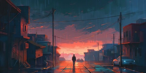 Canvas Print - sunset in the city