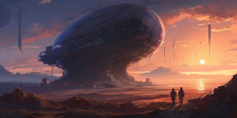 Canvas Print - spaceship and ufo