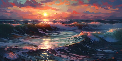 Canvas Print - sunset over the ocean