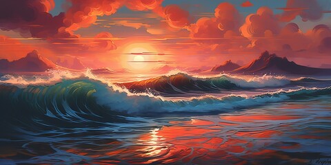 Canvas Print - sunset over the ocean
