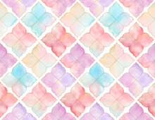 Digital Painted Multicolor Flower Like Geometrical Allover Seamless Tile Print Pattern In Repeat