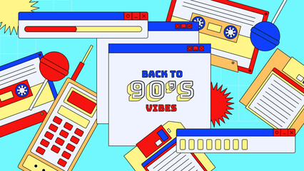 Vector flat nostalgic 90's background