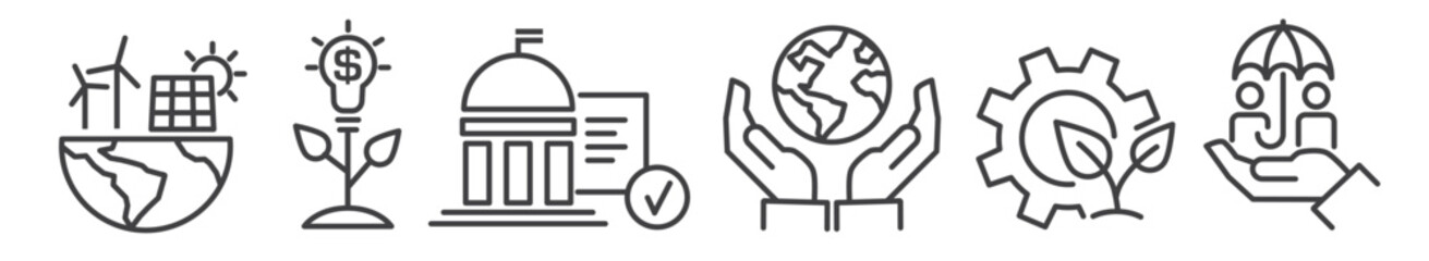 Wall Mural - ESG Environment Social Governance vector line icons - thin line icon collection on white background