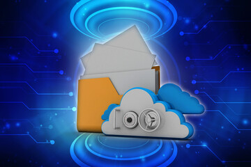 Poster - 3d rendering cloud folder storage
 
