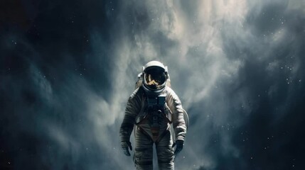 Wall Mural - Space suits isolated on space background.  Motion. ai generated.