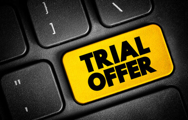 Poster - trial offer text button on keyboard, concept background
