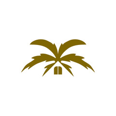 Sticker - Home with roof from palm tree leaves icon isolated on transparent background