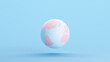 © paul - Pink Blue Globe Earth World Planet Map Atlantic Ocean Geography Kitsch Blue Background Quarter View 3d illustration render digital rendering