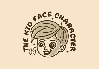 Wall Mural - Character of kid head with happy face