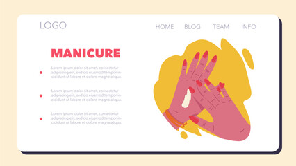 Wall Mural - Female hands getting a manicure process web banner or landing page