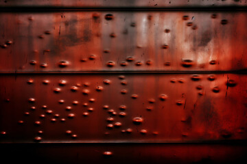 Wall Mural - Red metal texture background with rivets .Generative AI