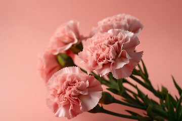 Poster - bouquet of pink carnations on pink background