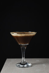 Espresso martini cocktail, delicious alcohol drink, dessert cocktail