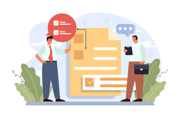 Poster - Schedule management. Character planning or checking task, appointment