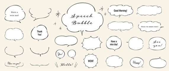 Wall Mural - A set of speech bubbles that look like they were handwritten with a fountain pen