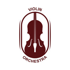 Violin Viola Fiddle Cello bass Contrabass music instrument silhouette logo design inspiration