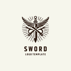 Canvas Print - Sword logo design vector illustration