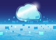 Abstract cloud background, Big storage data concept, Blue planet hi tech background.