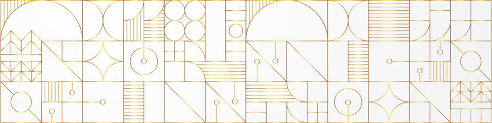 White gold Geometric pattern. Modern abstract bauhaus seamless background