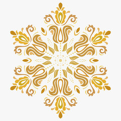 Round golden vintage vector ornament in classic style. Abstract traditional ornament with oriental elements. Classic vintage pattern
