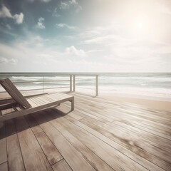 Canvas Print - chair on the beach, generative ai