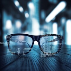 Poster - Future concept of business analytics and big data analysis technology on a VR screen with a blurred background. generative AI