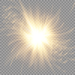 Wall Mural - Glow light effect. Star burst with sparkles. Sun. Vector illustration.