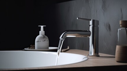 Wall Mural - Minimalistic Faucet. Light scandinavian design. Generative AI