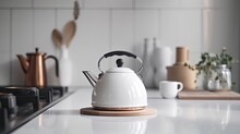 Modern Kettle On A Kitchen Table Generative AI