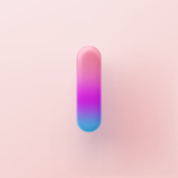 3D Colorful Gradient letter I on a light background